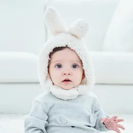 Ny höst vinter varm baby tecknad söt kanin öra fleece hatt barnbarn öronmuff hattar beanie plysch hatt