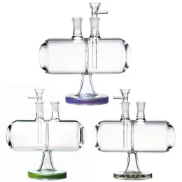 Infinity Waterfall Glass Bong Capsula Narghilè Design unico Gravità invertibile 14mm Giunto femmina Bong ad acqua Pipa Dab Oil Rigs con ciotola