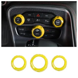 Żółty pokrętło dźwięku Pokrywa Przełącznik audio Pokrętło Klimatyzacja Pierścień Przełącznik do Dodge Challenger / Ładowarka 2015 UP Akcesoria wewnętrzne
