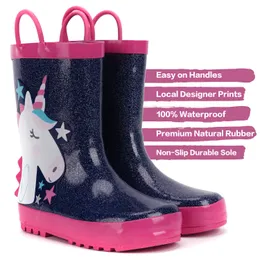 KushyShoo Children's 3D Star Unicorn Rain Kids Water Waterproof Toddler Girl Rubber Designer Boots LJ200911