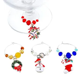 Christmas Decorations 6pcs Mixed Wine Charms For Home Tree Snowman Pendant Party 1