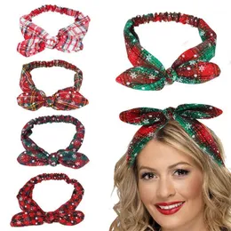 Noel dekorasyonları 23cm Deco Yeşil Kırmızı Kafa Bandı Noel Dekorasyonu Ev Kızları Saç Bandı Yıl 2021 Hediye Kerst Navidad1
