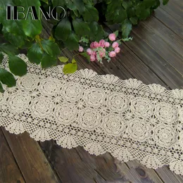 Ibano Handgjorda Bomull Hocheted Bordduk Lace Doilies Flower Table Runner För Hem Kaffe Butik Tabell Dekoration 1pcs / Lot Y200421