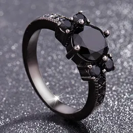 Black 14k Obsidian Diamond Rings Woman Peridot Mystic Gemstone Bizuteria Anillos De Jewelry for Charm Couple Diamante Rings 2019 J0112