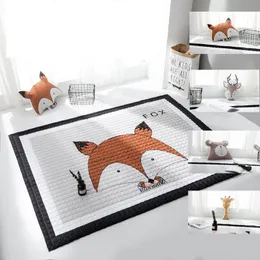 195*145 CM Simple Nordic Cartoon Animal Padded Baby Play Mat Developing Nursery Anti-slip Carpet Rug Safety Bedroom Toy LJ201114