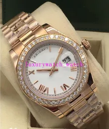 Mäns Watch 228345 228348 228349 228398 Rose Gold Diamond Bezel Day Date 41mm Roman Dial Automatic Mechanical Movement Sapphire Glass Waterproof Arvur