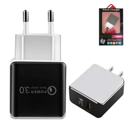 QC 3.0 USB Quick wall Charger 5V 3A 9V 2A Travel Power Adapter US EU Plug for Samsung Huawei Phone iPhon