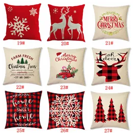 27 Designs Pillow Case Santa Claus Christmas Tree Snowman Elk Pillowcover Colorful Pillow Cover Home Sofa Car Decor Pillowcase BH4383 TYJ