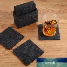 8pcs Set Natural Felt Coasters With Box Holder Storage Thicken Retro Cup Mat Set Coaster For Drinks Kitchen Supplies