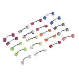 20st Body Arts Colorful Stainless Steel Dice Barbell Curved Eyebrow Rings bars Tragus Piercing