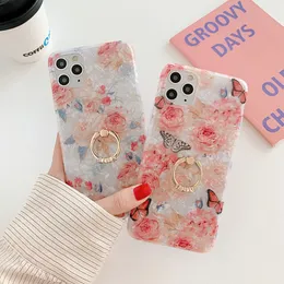 Small fresh flower mobile phone case for 12 11 pro max mobile phone case iP 8plus shell pattern ring buckle