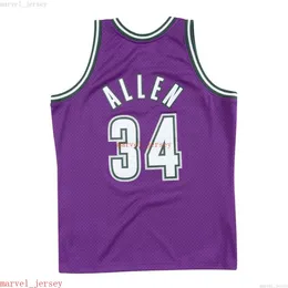 Anpassad sömnad Ray Allen #34 Purple 2000-01 Swingman Jersey XS-6XL Mens Throwbacks baskettröjor Billiga män kvinnor ungdom