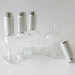 100 pçs / lote 30cc Claro Glass Bottle Garrafa de óleo, 1oz Cosmetic Sumum Dropper Recipiente