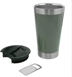 Chill Vakuumisolerad Pint Glas Tumbler 16oz ölmugg i rostfritt stål med inbyggd flasköppnare Dubbelvägg Metall Drickskopp YL0230