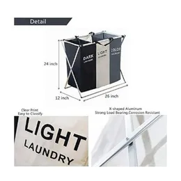 3 Section Collapsible Foldable Laundry Basket Organizer Large Box Storage Laundry Hamper Sorter Dirty Clothes Bag Kids Big Toys T2251C