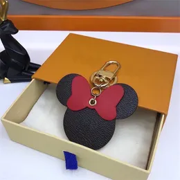 Classic Mouse Designer Bow Keychains Leather Animal Bag Pendant Charm Girls Cars Keyrings Chains Holder Fashion Women Key Ring With Box