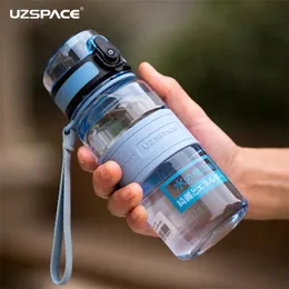 UZSPACE 스포츠 물병 키즈 투어 플라스틱 주전자 휴대용 누설 방지 어린이 좋아하는 음료 병 350ml Tritan BPA 무료 201106