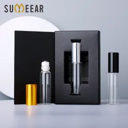 향수 상자 롤러 볼 샘플 병 유리 롤 50 pc / lot 5ml 에센셜 오일 병 내구성 화장품 용기에 유리 롤