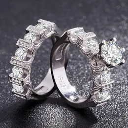 Klaster pierścieni Chamss Fashion Diamond Wedding Dwuczęściowy pierścień Wysokiej jakości Elegancka Walentynki Walentynki Fabryka Hurtownie