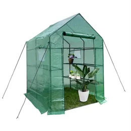 Mini Walk-in Greenhouse Indoor Outdoor -2 Tier 8 Plekken-Draagbare installatie Gardening Greenhouse (56L x 56W x 76h inches) Grow Plant Herbs Flowers A00
