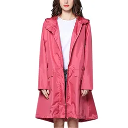 Jaqueta de chuva feminina ao ar livre à prova d'água impermeável Poncho Outwear impermeável CAPA de Chuva Hoodies Long Raincoat Rain Coat Y200324