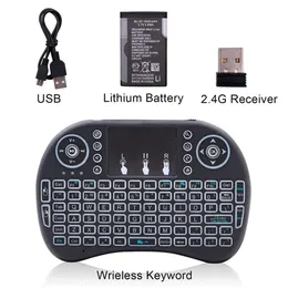 US Stock Mini I8 2.4GHz 3-Color Backlight Wireless Toetsenbord met TouchPad Zwart A04
