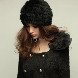 Women Hat Girls 'and Boy's Hats Cap Cotton Blend Real Rabbit Fur Knitt Cap Fashion Top Hat Y201024