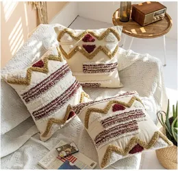 Luxury Moroccan Style Embroidery Cushion Cover Khaki Red Boho Style Ethnic Colorful Pillow Cover 45x45cm Sofa HomeDecoration 201120