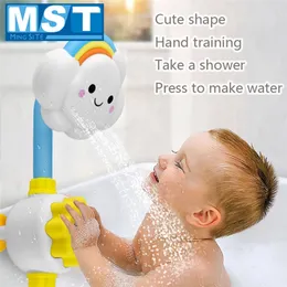 Baby badleksaker spray vatten kran moln regnbåge dusch badspel barn dusch leksak för nyfödda bad tipp suger leka vatten lj201019