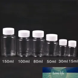 100PCs 15 ml / 30ml plast husdjur klar tomt tätningsflaska Solid pulvermedicin piller injektionsflaska behållare reagens packning flaska