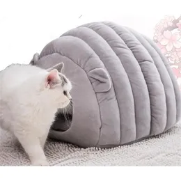 Collapsible Cat Bed Pet Winter Plush Cat's House for Indoor Dogs Kennel Mat Small Dog Warm Cave Sleeping Bag Products 201124