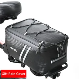 Anmeilu Велосипедная сумка Водонепроницаемый прочный велосипед 8L12L большая емкость задняя полка багажная велосипедная часть с крышкой дождя 220222
