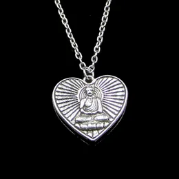 Fashion 23*24mm Buddhism Heart Buddha Pendant Necklace Link Chain For Female Choker Necklace Creative Jewelry party Gift