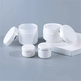 20/30/50/100/150/200/250g White Plastic Refillable Containers with Lid Empty Refillable Cosmetic Jars Storage Container Bottle