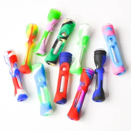 Silicone Smoking Pipe Tobacco Hand Pipe Portable Glass Smoking Pipe Oil Dab Rigs Silicone Bongs