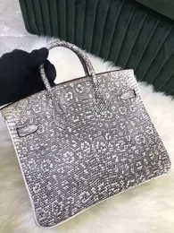 bolsa de marca real bolsa de luxo de lagarto real bolsas de moda de 25 cm de qualidade totalmente artesanal