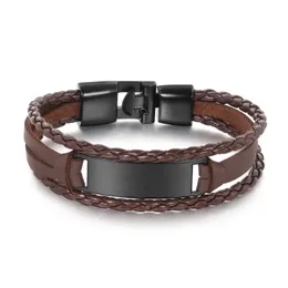New Trendy Multilayer Retro Black Leather Cuff Bracelet for Men Women Lovers Gift