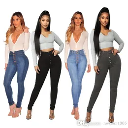 Kvinnor Skinny Jeans 2022 High Waist Denim Pants Buttocks Slim Breasted New Ladies Byxor