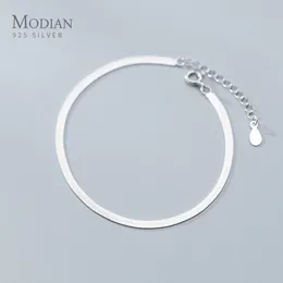 Modian Classic 925 Sterling Silver Charm Braceket or Anklet for Women Adjustable Snake Bone Chain Fine Jewelry 2020 Design LJ201020