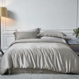 3Pcs Gray White wash silk Bedding Luxury Home Textile King size bed Bedclothes Quilt Duvet Cover Set LJ201127