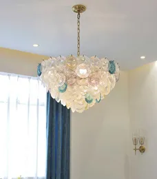 Modernt färgat glas LED-lampor ljuskronor Lyser modefärg ljuskrona kreativa sovrum Personlighet Dining Iving Room Pendant Lampor