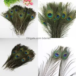 Dekoracja imprezowa pióra materiały rzemieślnicze na ślub Bdenet Yiwu Peacock Hair 25-30 cm Naturalne DIY Materiał Kolczyki Ubranie ACCE Jllrml