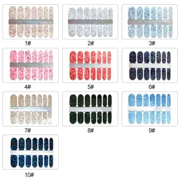 Glitter Nail Stickers Wrap Cover Full Nail Polish Sticker Självhäftande användbar bärbar DIY-nagelkonstdekoration