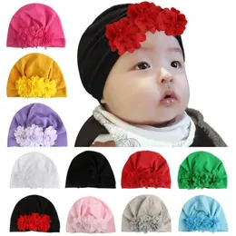 Nowy Fashion Flower Baby Girls Hat Noworodka Elastyczna Baby Turban Kapelusze Dla Dziewczyn Bawełniana Niemowlę Beanie Czapka