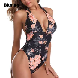 Plus Size Swimwear Mulheres Uma Peça Swimsuit Floral Banhando Terno para Mujer Imprimir Monokini Beachwear 2020 Uma peça Swim 1 S - XXL T200708