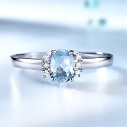 Umcho azul topázio gemstone anéis para mulheres 925 esterlina anel de noivado de prata oval corte de casamento jóias birthstone festa presente y200321