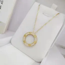 Luxury Full Diamond 3 Color Pendant Necklace Fashion 18K Gold Women's Love Necklace High Quality 316L Stainless Steel Jewelry