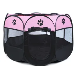 المحمولة قابلة للطي خيمة كلب بيت الكلب قفص مثمن للقطة خيمة Playpen سهلة التشغيل السياج في الهواء الطلق الكلاب الكبيرة البيت جرو بيت الكلب LJ201203