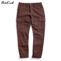 Hot New Chegou Marca De Outono Moda Casual Cor Sólida Compressão Calças de Algodão Homens Calças de Algodão Calças de Carga Mens Plus Size H1223