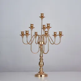 Aisle Decor New Design 10 Heads Chandelier Luxury Wedding Decoration / Decoracion de Boda gold pedestal column vase